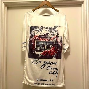 New Med Letter Print Mid Sleeve Shirt Dress